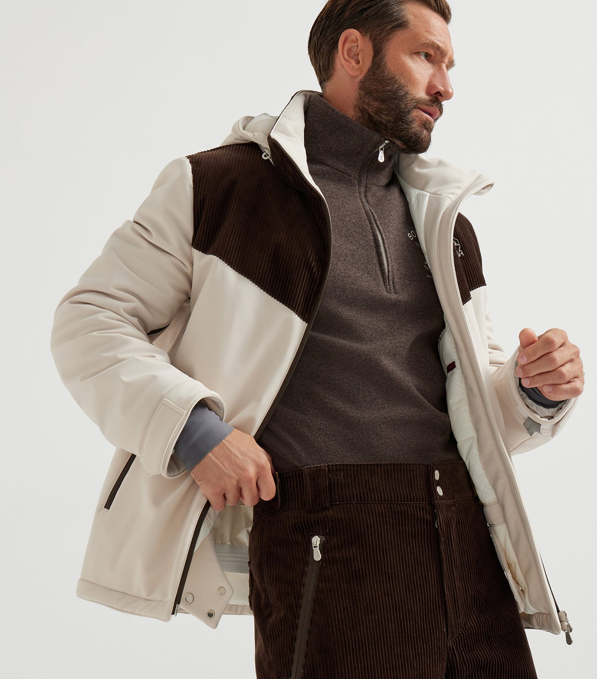 Brunello Cucinelli Brown Corduroy-Detail Mountain Jacket