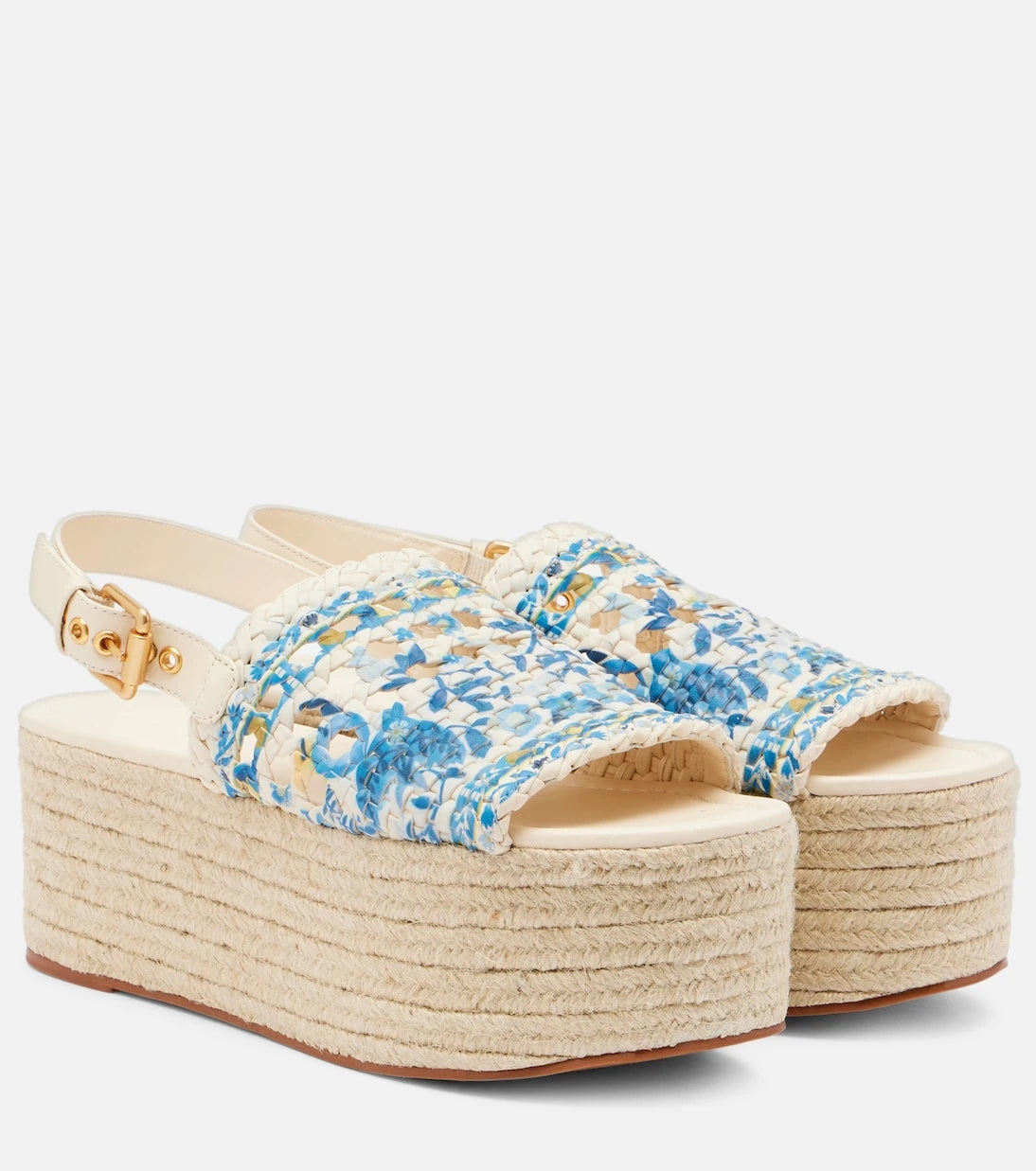 Farm Rio - Printed leather platform espadrilles