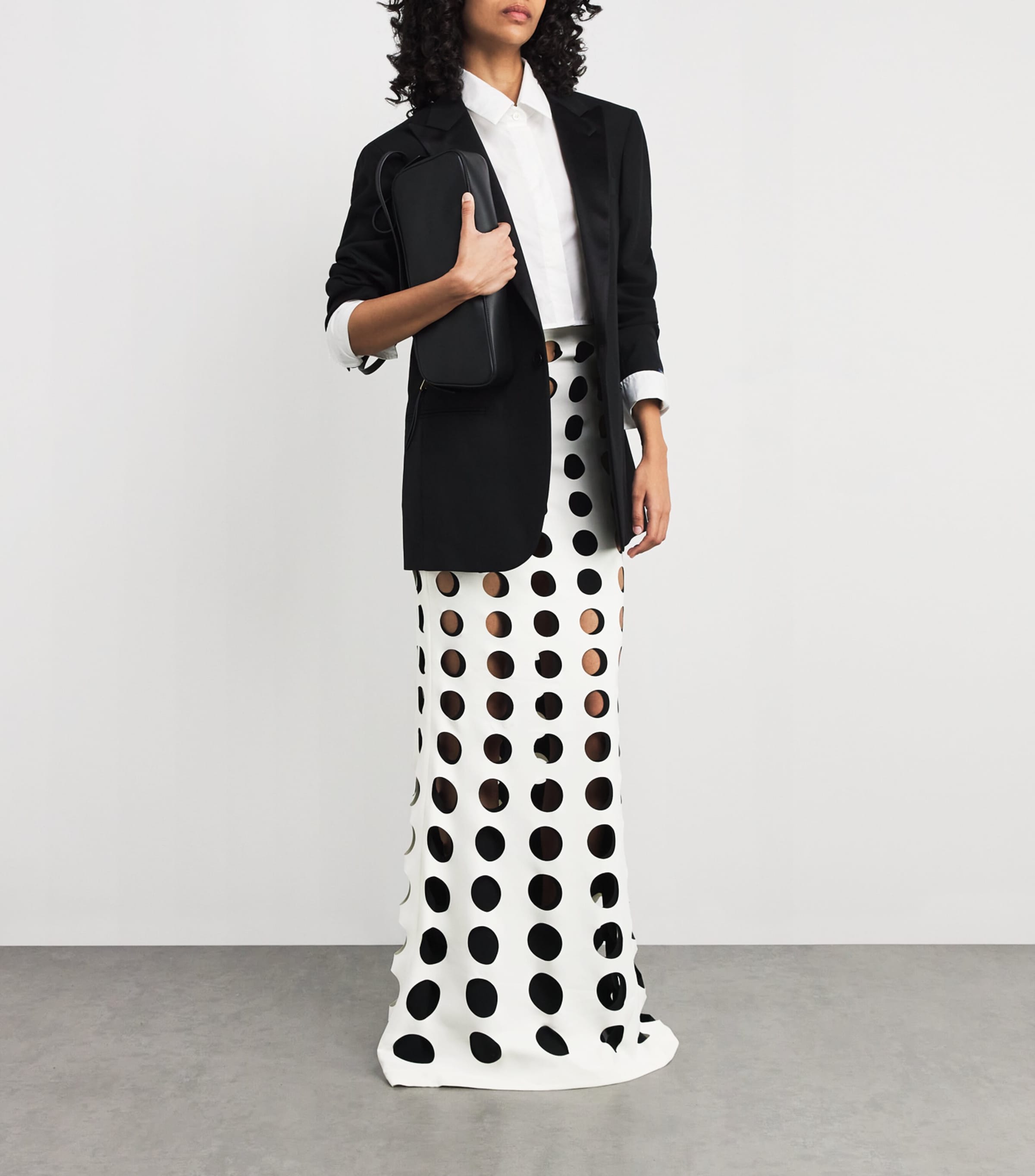 A.W.A.K.E. Mode White Layered Hole Maxi Skirt