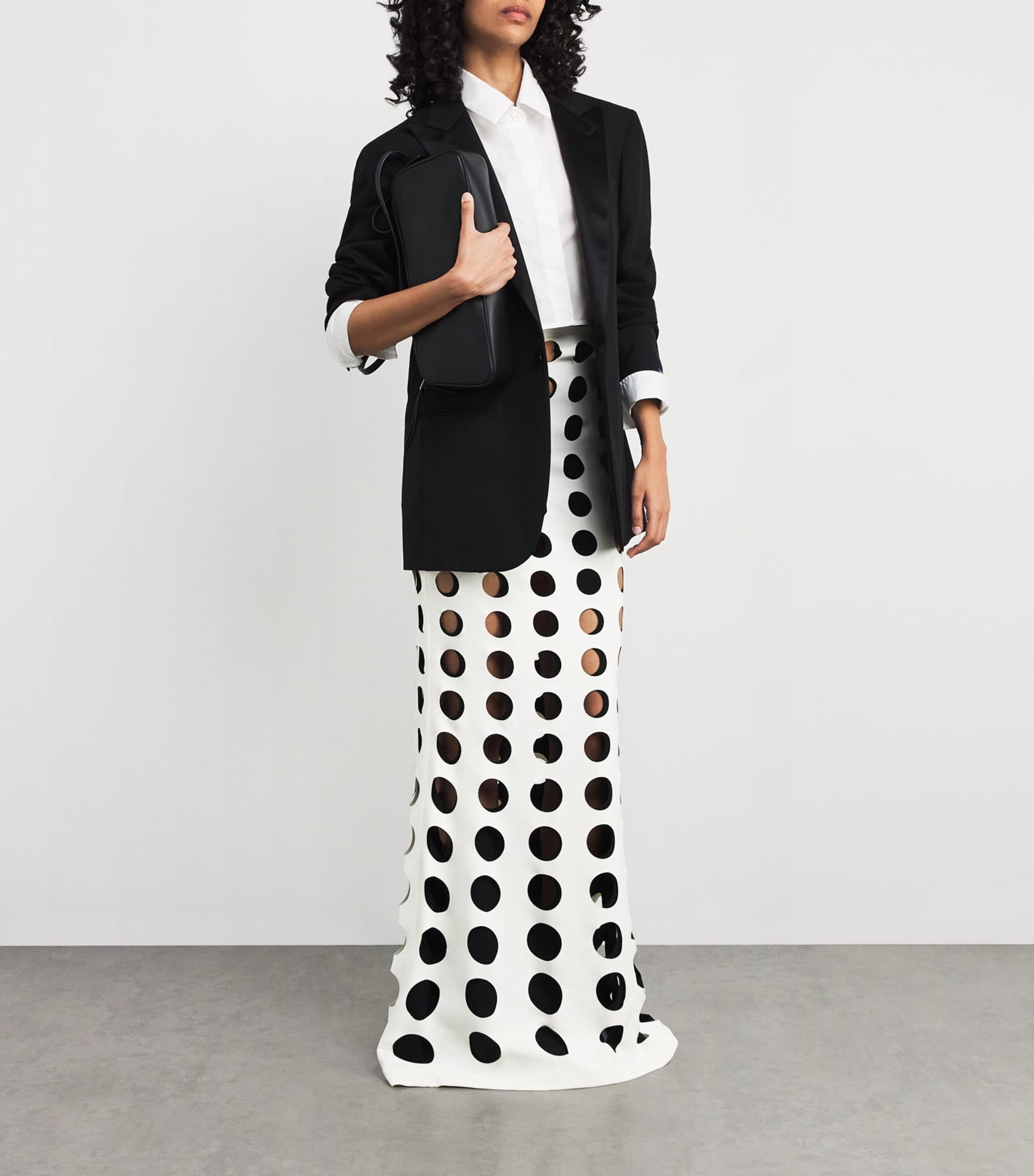 A.W.A.K.E. Mode White Layered Hole Maxi Skirt