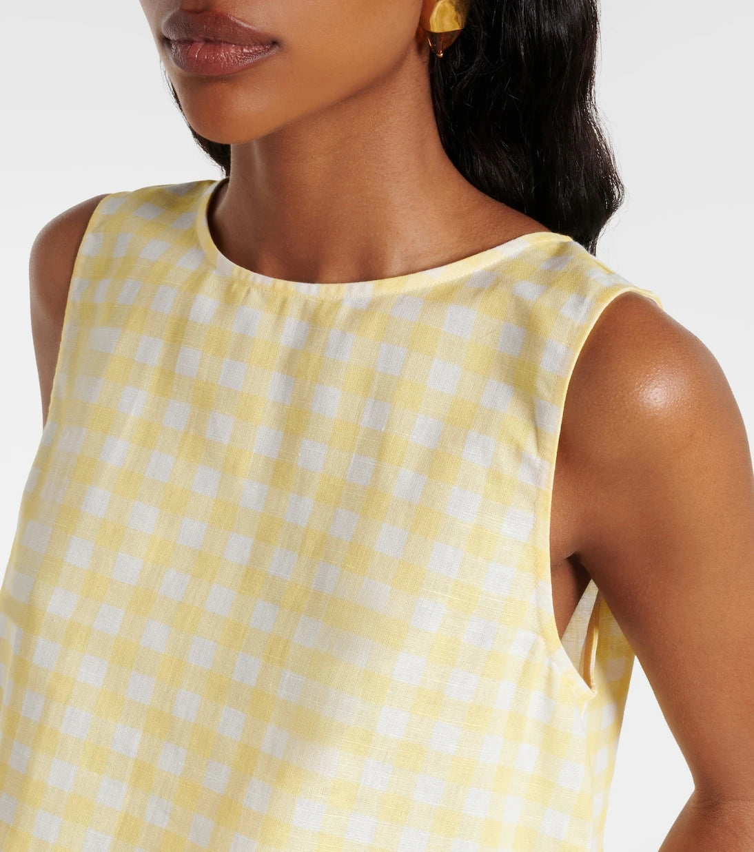 Asceno - Kobe gingham linen and cotton crop top