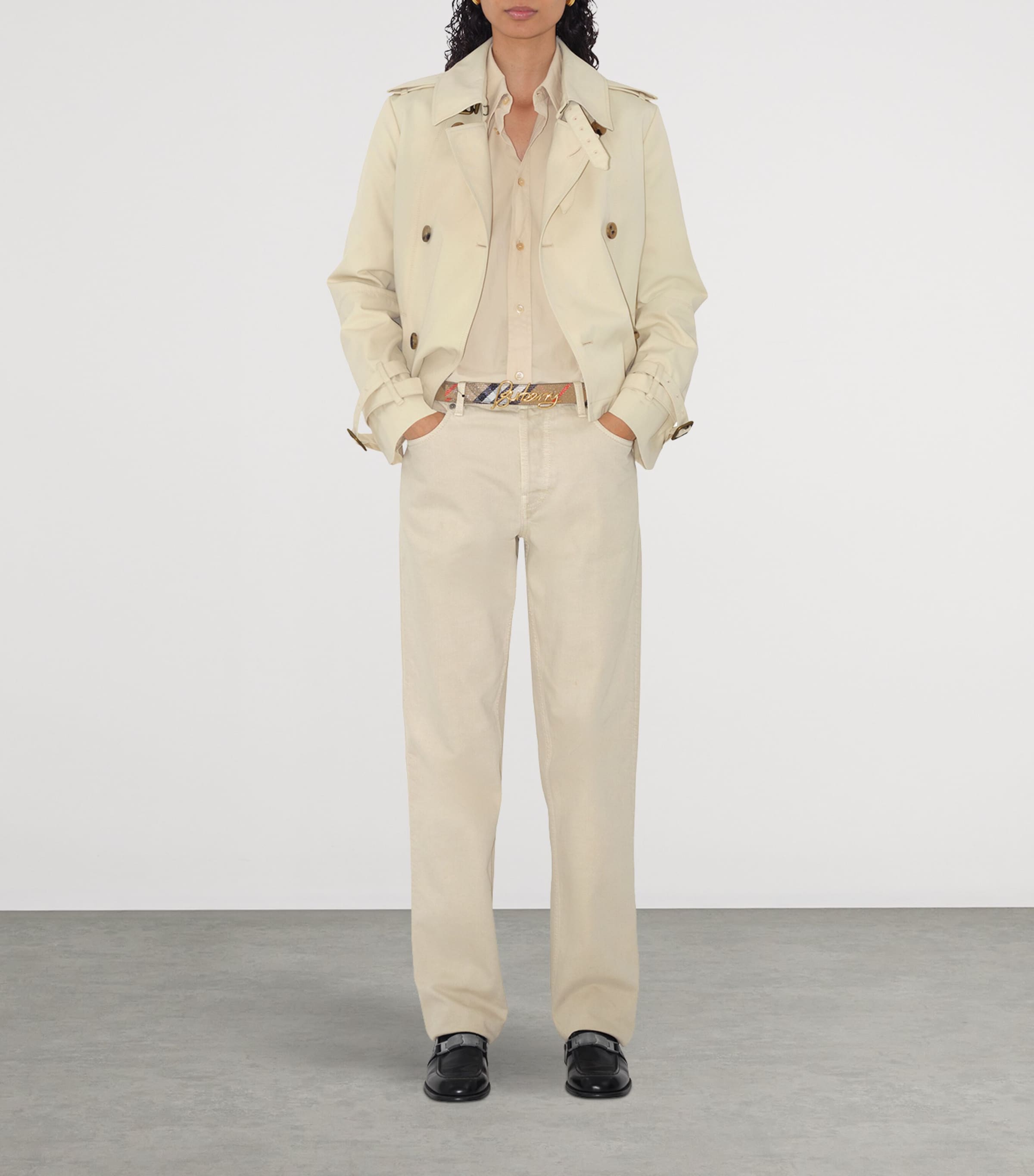 Beige Reversible Check Belt