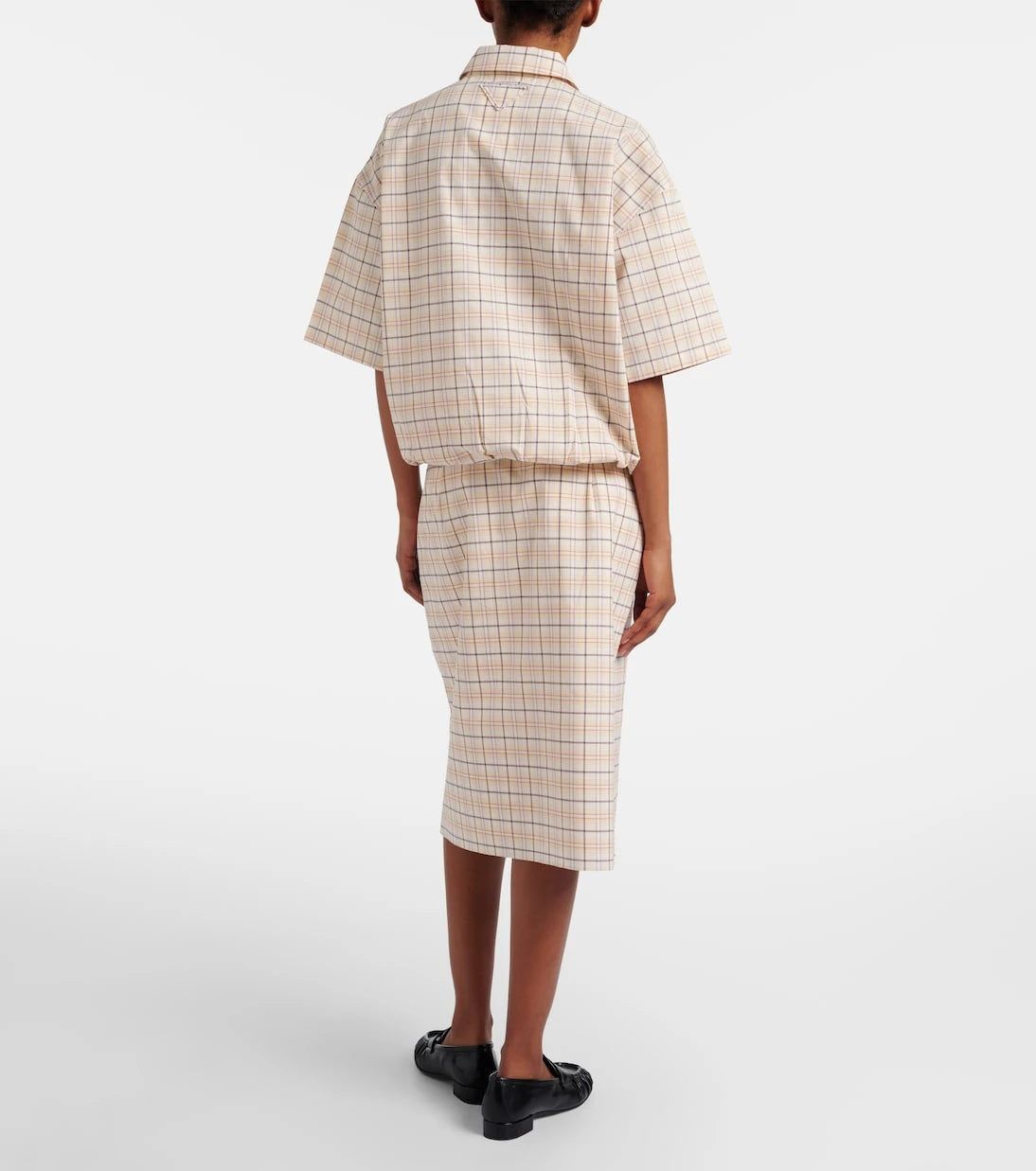Prada - Checked cotton poplin pencil skirt