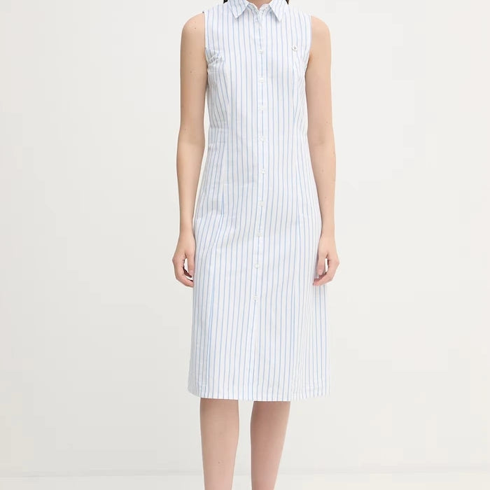 U.S. Polo Assn. pamuklu elbise SLEEVELESS TIE-BACK MIDI