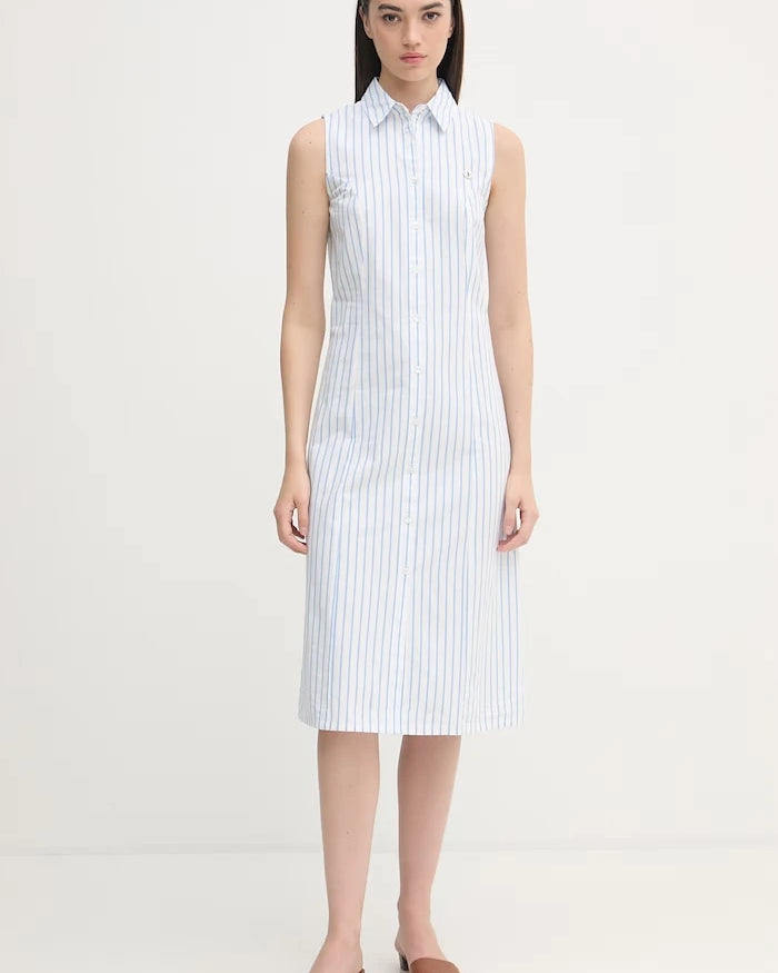 U.S. Polo Assn. pamuklu elbise SLEEVELESS TIE-BACK MIDI