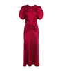 Victoria Beckham Red Gathered Waist Midi Dress