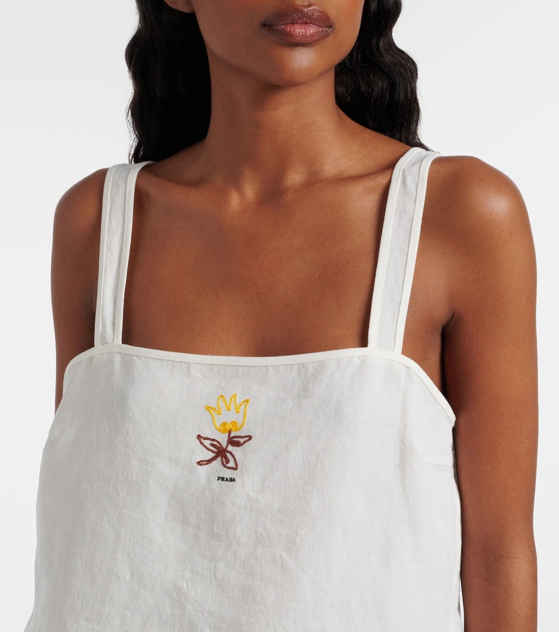 Prada - Embroidered linen top
