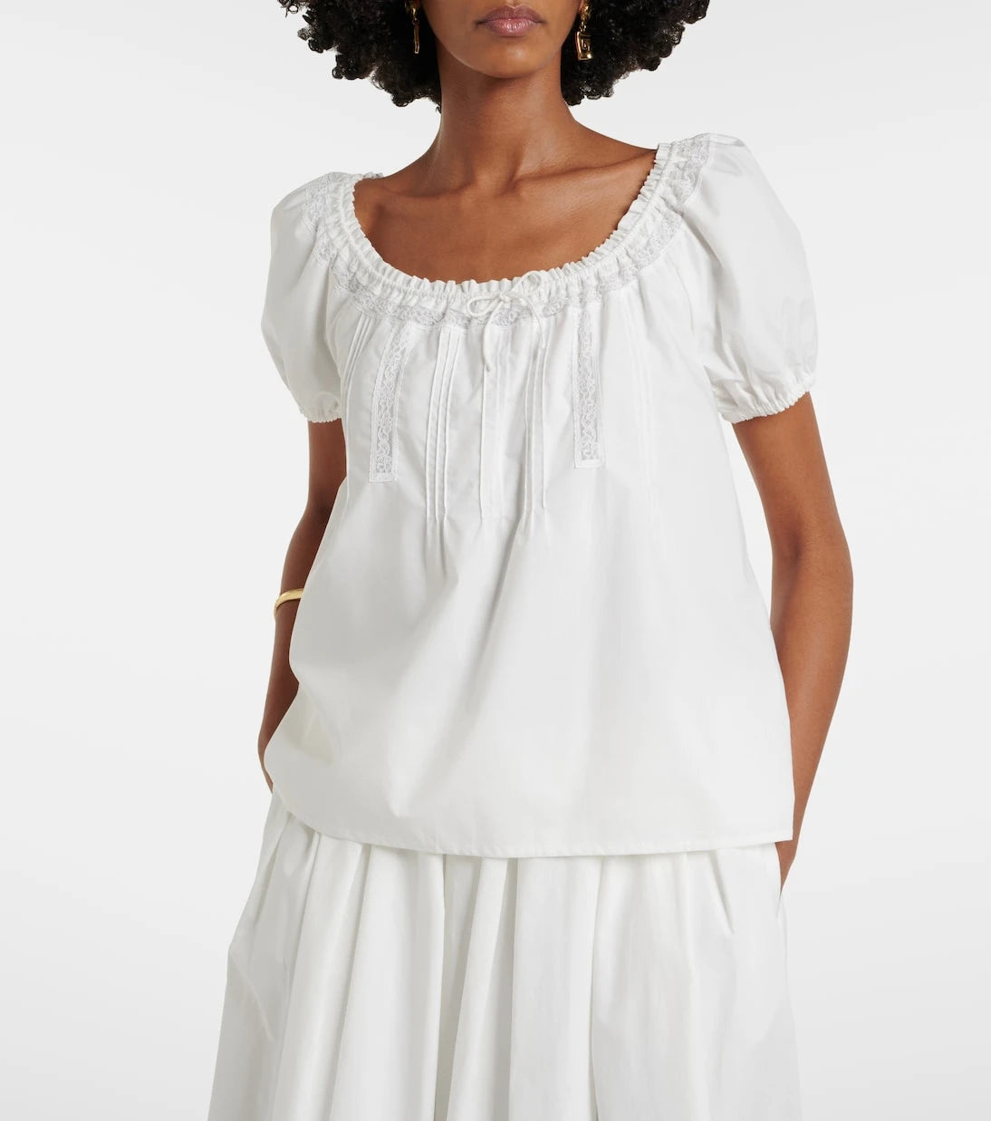 Faithfull - Galle lace-trimmed cotton top