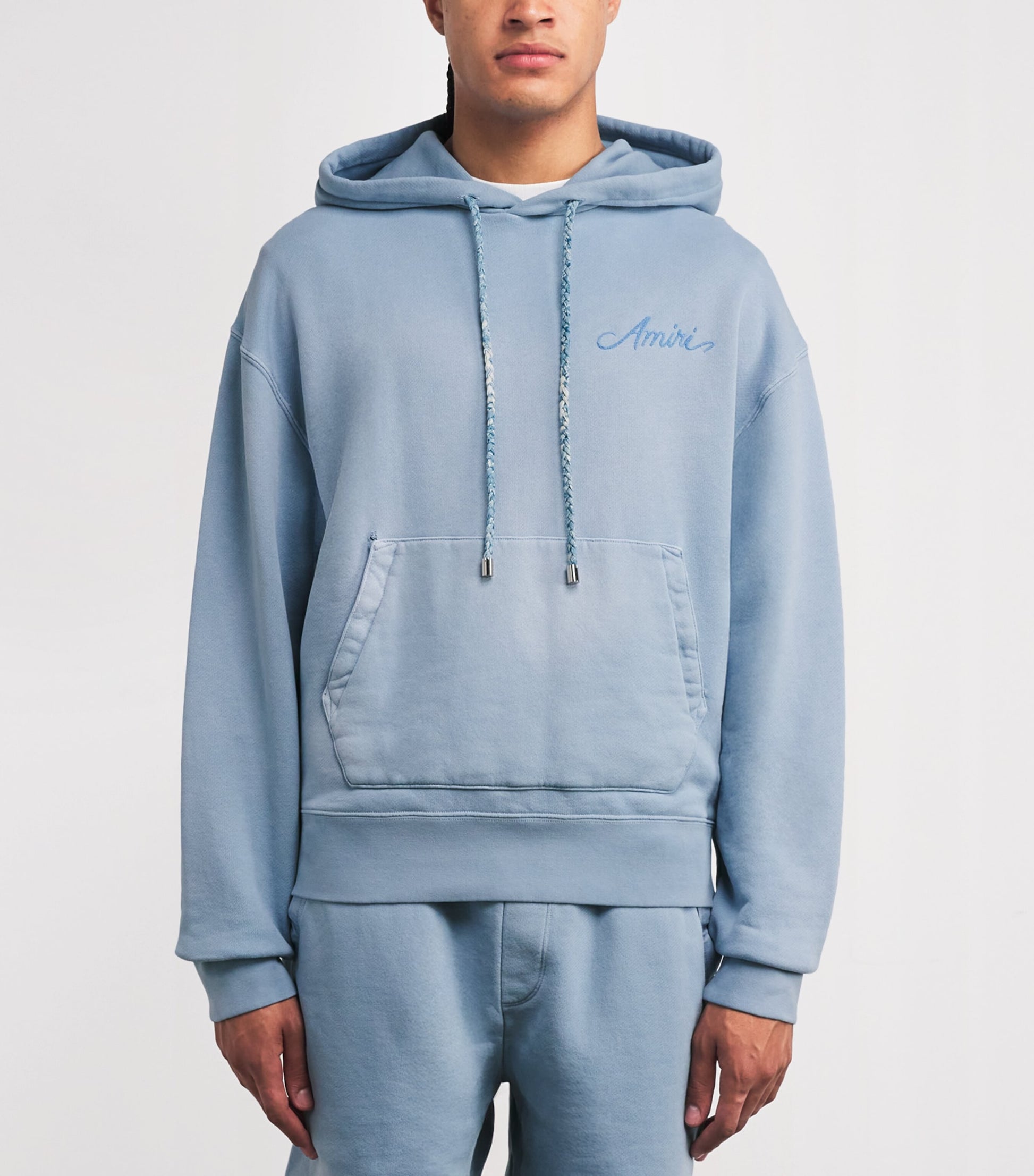 AMIRI Blue Cotton Bleach Bandana Hoodie