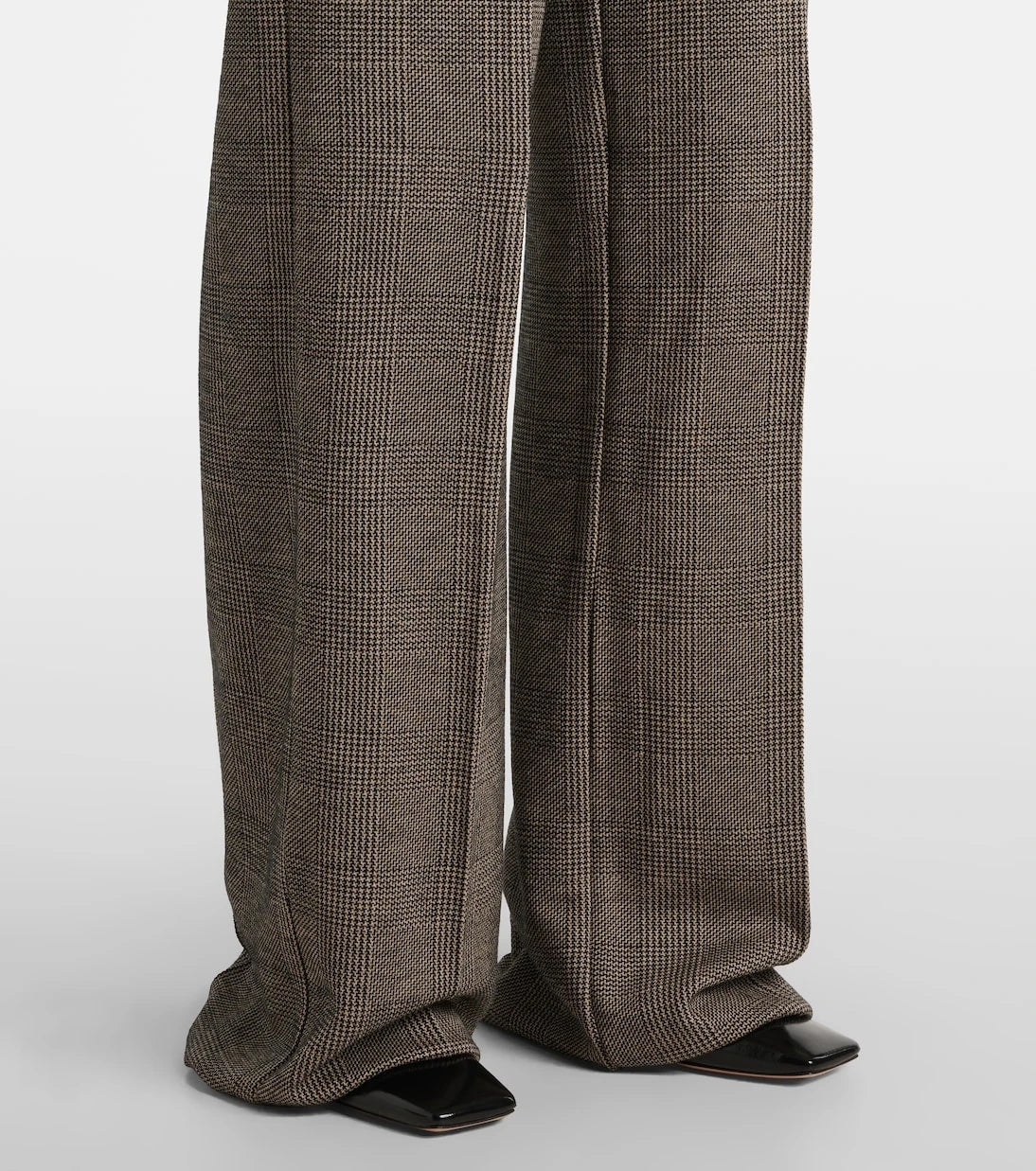 Max Mara - Cognac houndstooth wool-blend straight pants