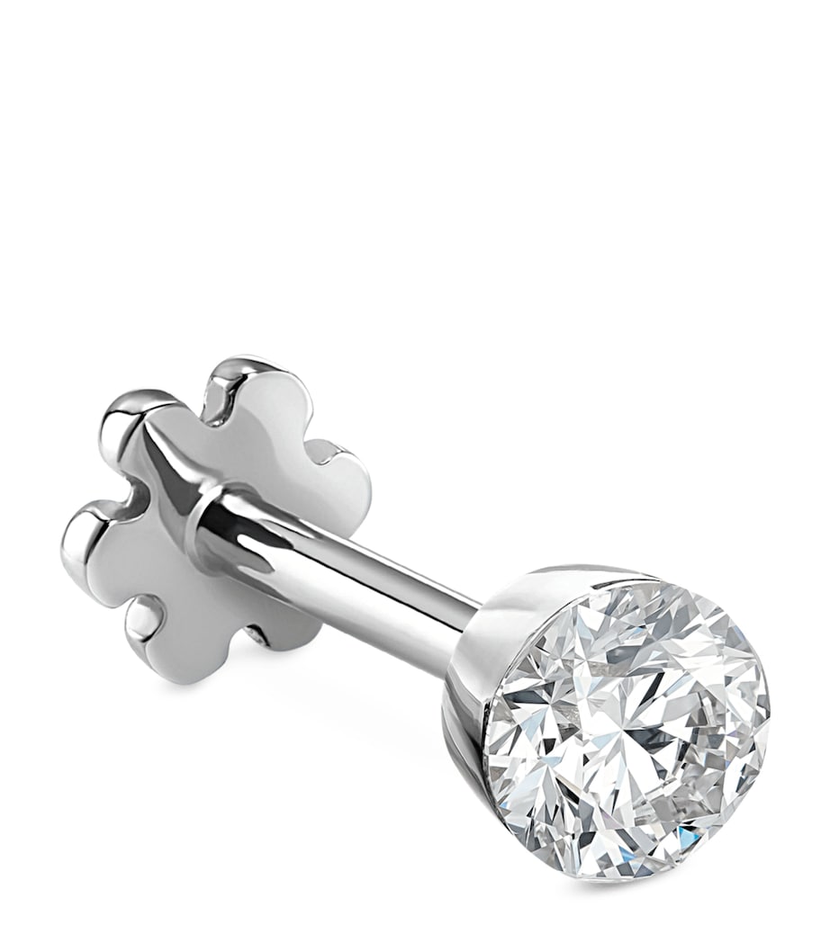 White Gold Invisible Set Diamond Threaded Stud Earring (3mm)