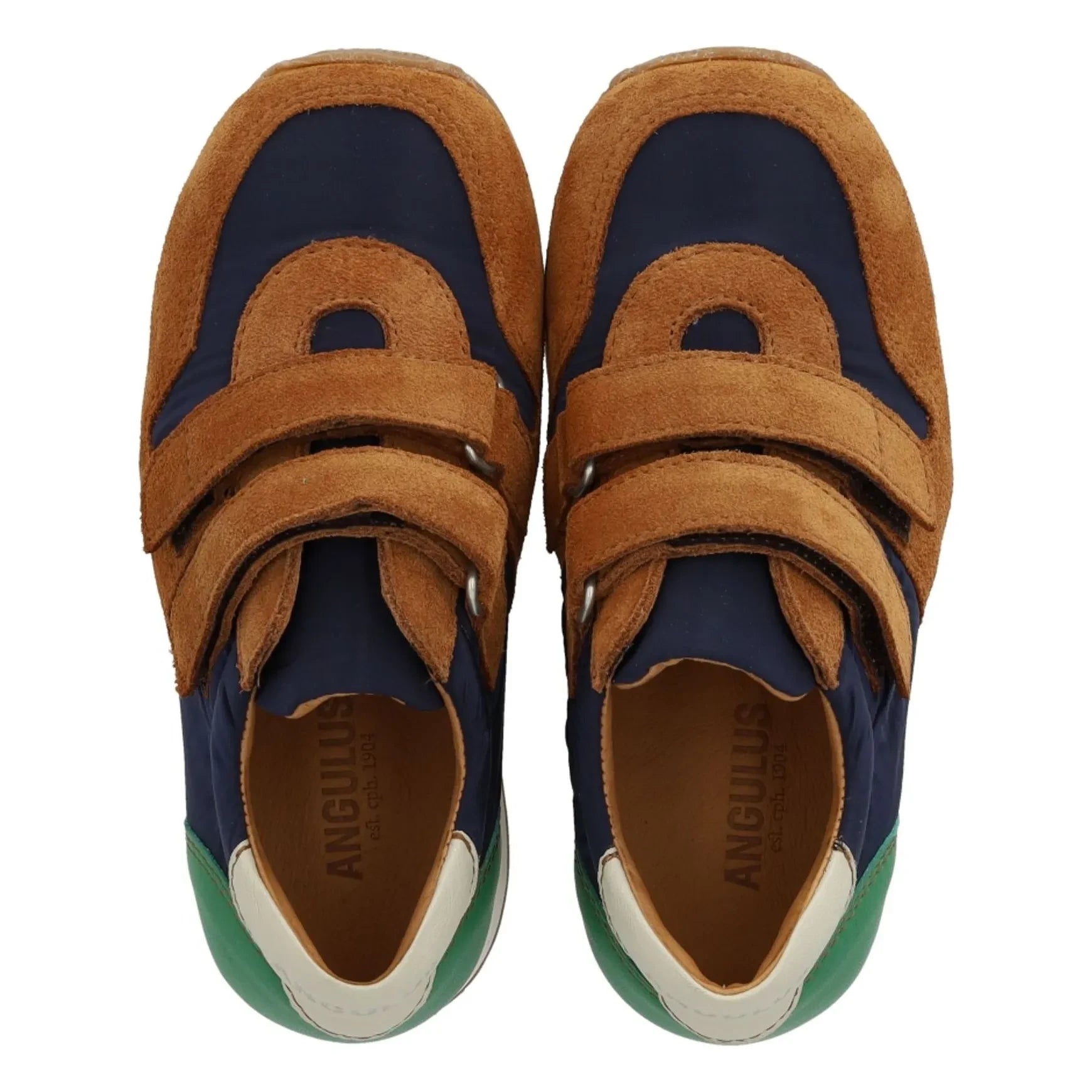 Angulus - Double Scratch Color Block Suede Sneakers | Camel