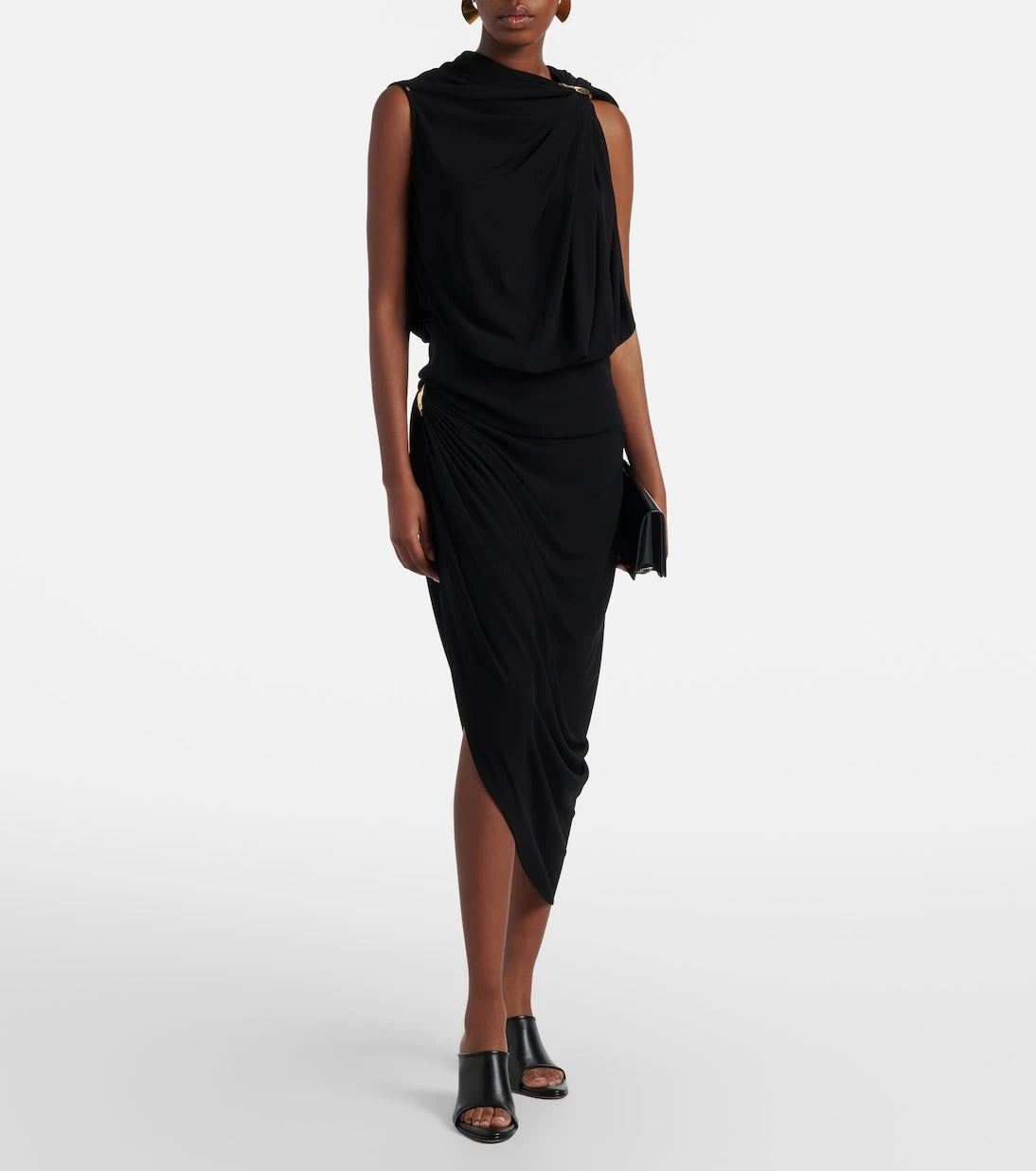 Sportmax - Draped asymmetric crêpe midi skirt