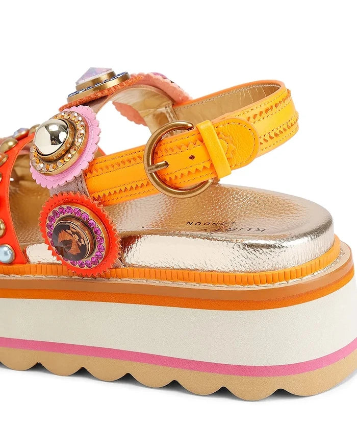Kurt Geiger London Octavia Sling Flatform Kadın Deri Platform Sandalet