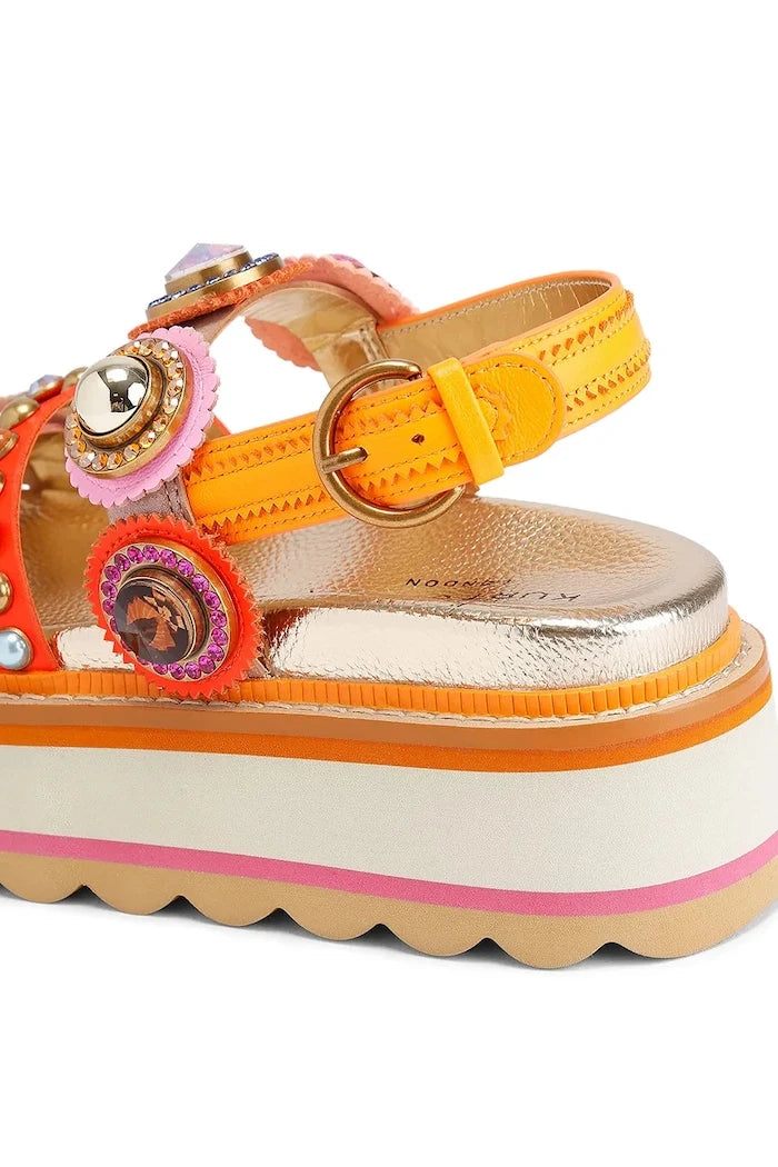 Kurt Geiger London Octavia Sling Flatform Kadın Deri Platform Sandalet