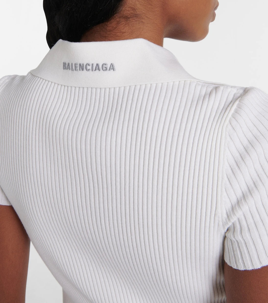 Balenciaga - Ribbed-knit wool-blend polo sweater