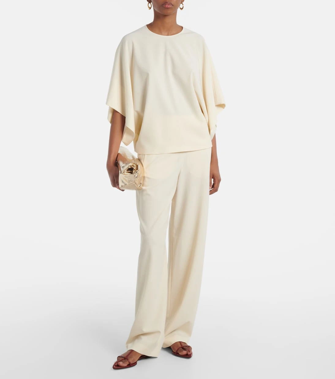 Fforme - Tenley draped wool-blend crêpe top