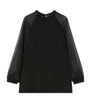 Marina Rinaldi Black Cady Chiffon-Sleeve Cambusa Blouse
