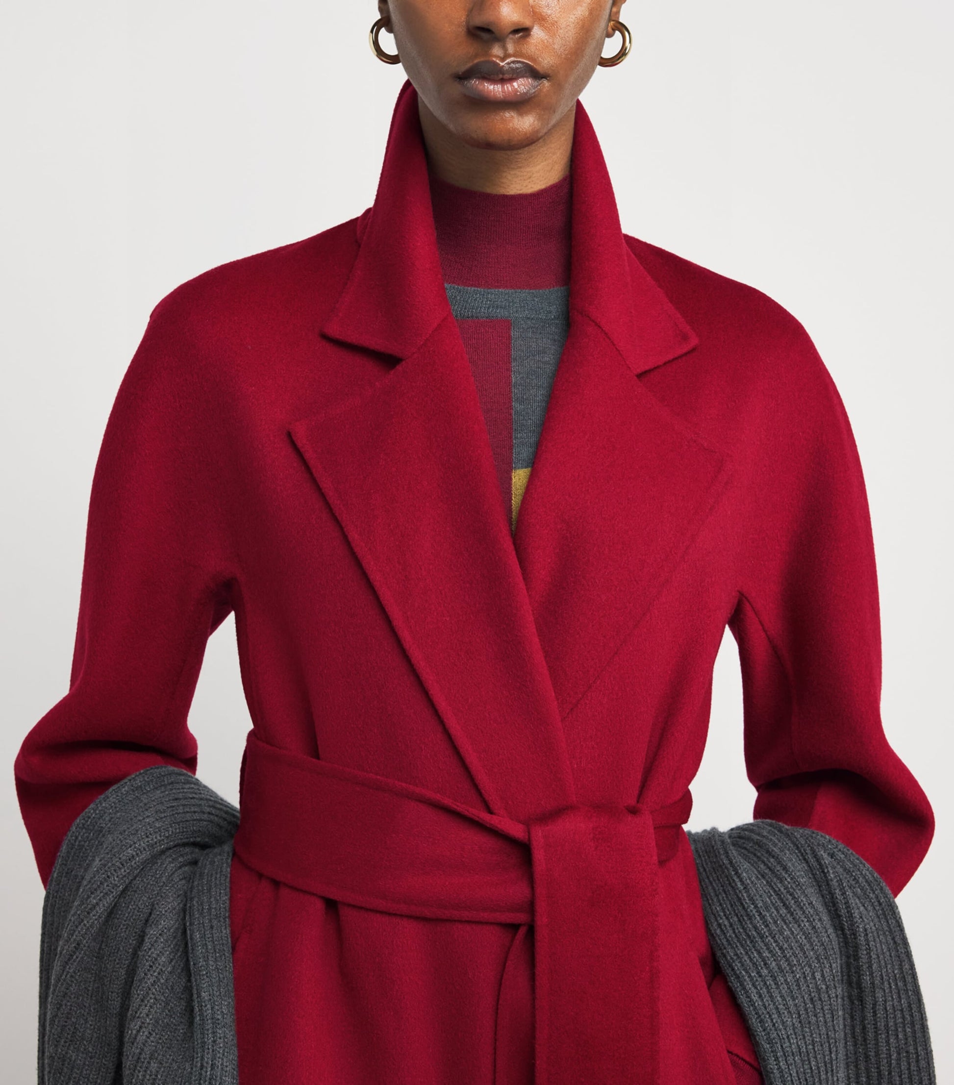 Joseph Red Wool-Cashmere Costa Wrap Coat