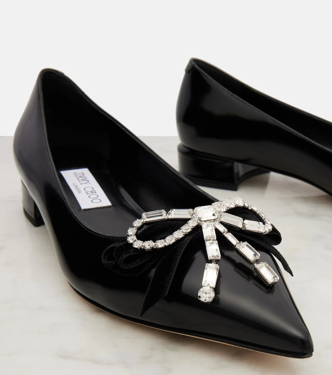 Jimmy Choo - Auria bow-detail leather ballet flats