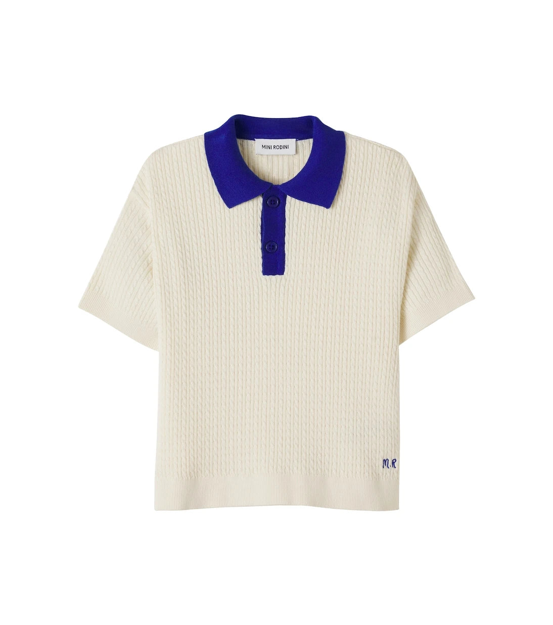 Mini Rodini - Cable-knit cotton polo shirt