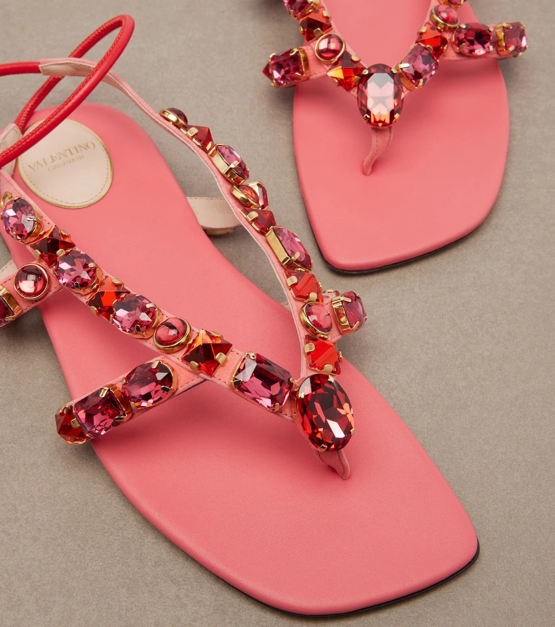 Valentino Garavani - Embellished suede thong sandals