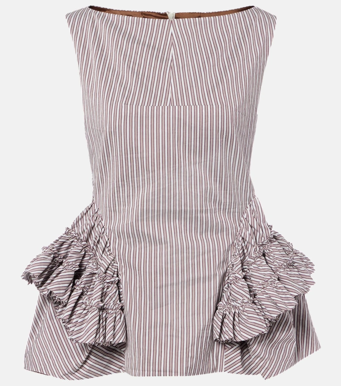 Dries Van Noten - Striped ruffled cotton and silk top