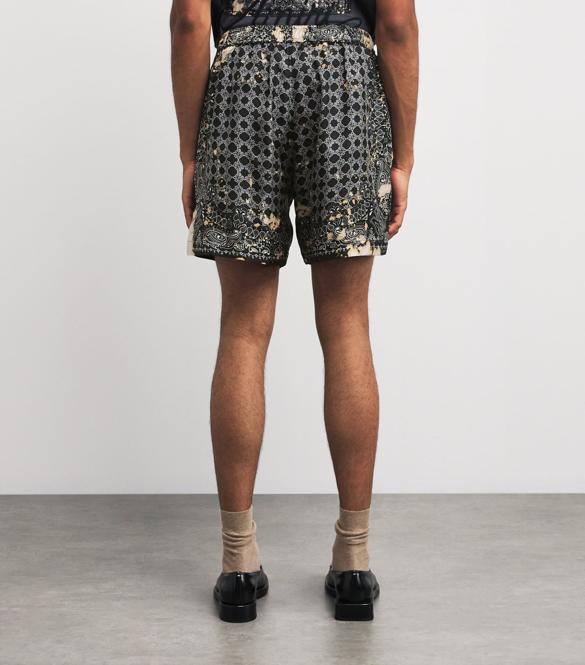 AMIRI Silk Bleached Bandana Print Shorts