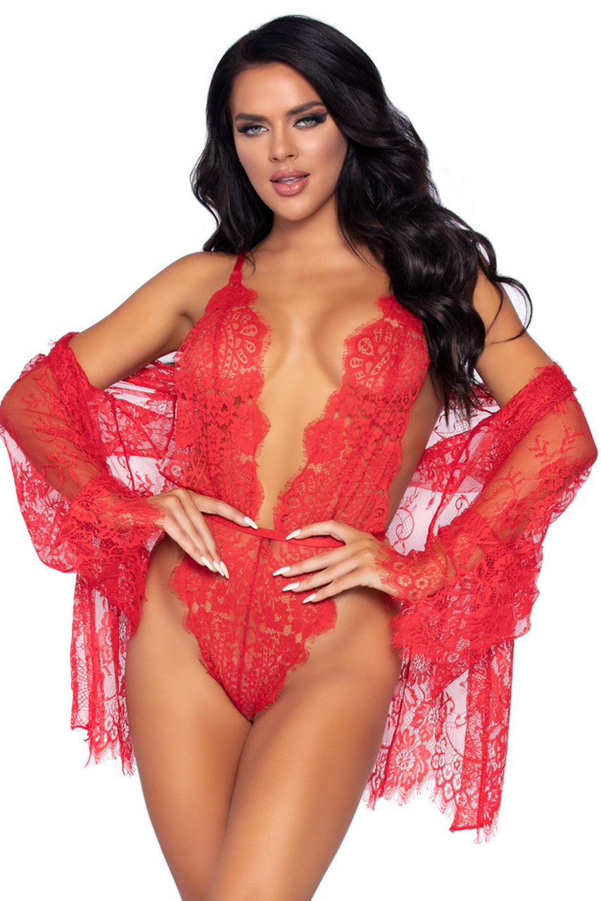 Lace Teddy and Robe Set