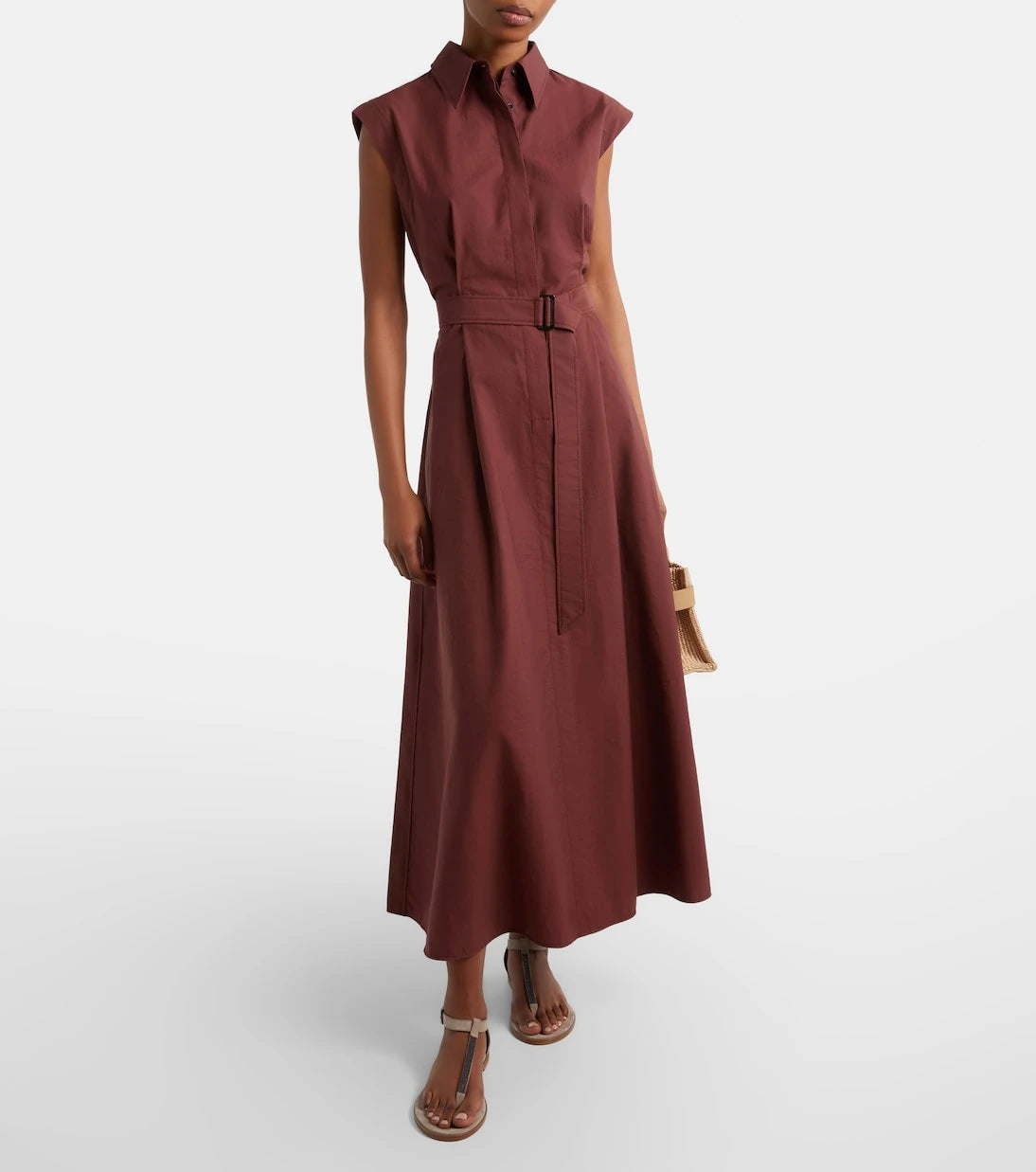 Brunello Cucinelli - Monili cotton-blend midi dress
