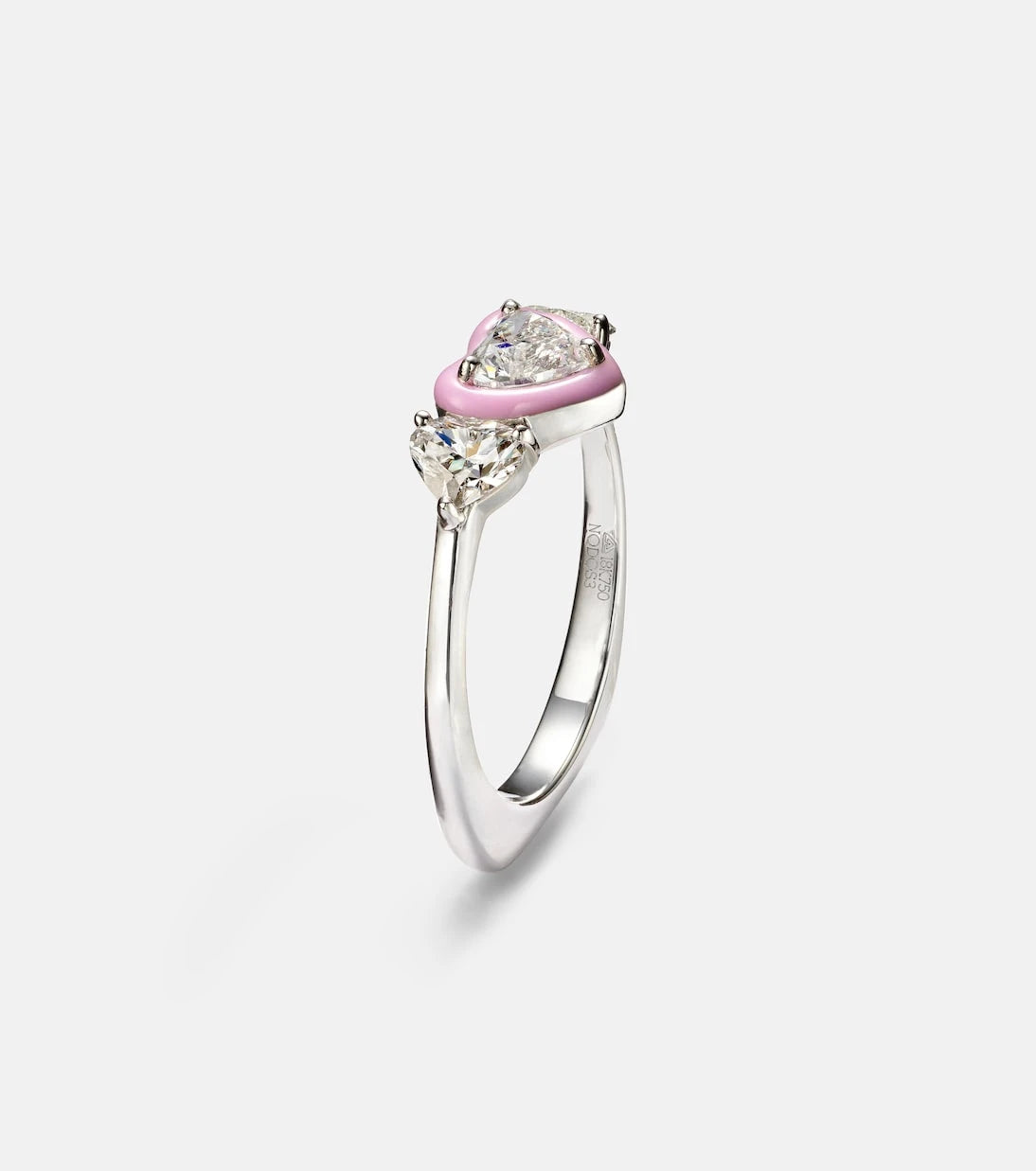 Kamyen - 18kt white gold and enamel ring with diamonds