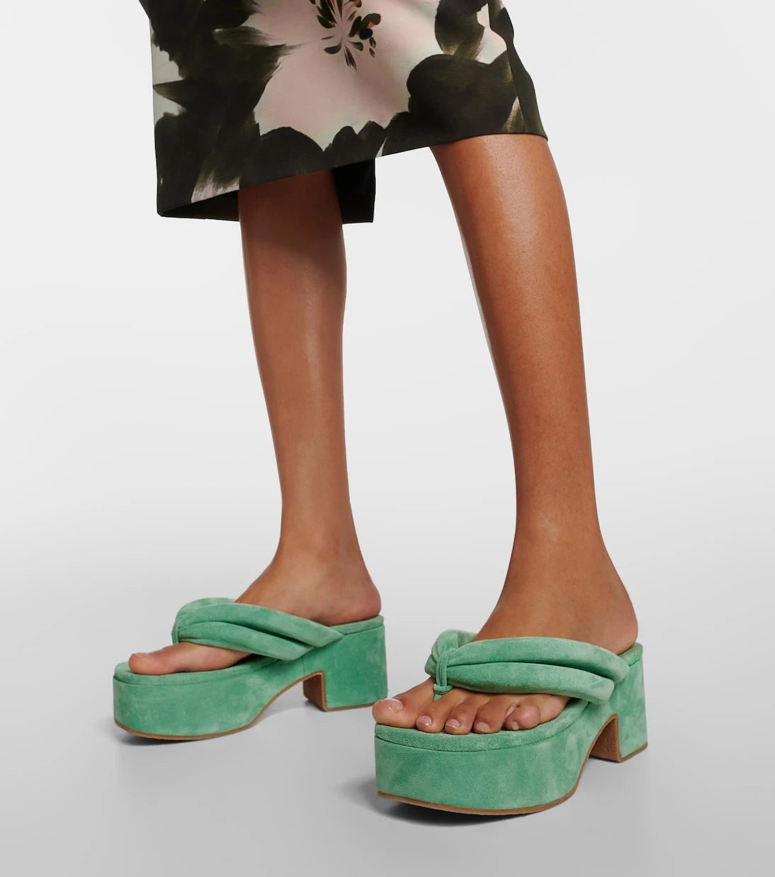 Dries Van Noten - Suede platform thong sandals