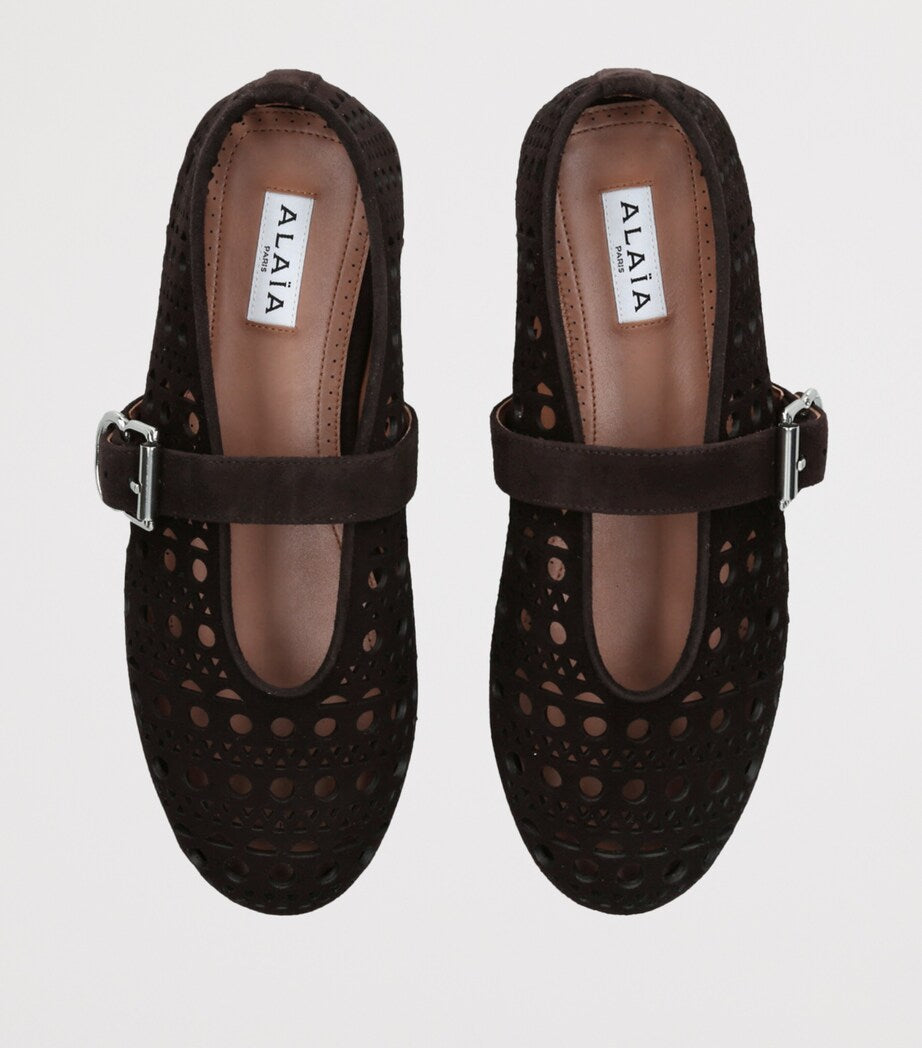 Alaïa Brown Suede Vienne Ballet Flats