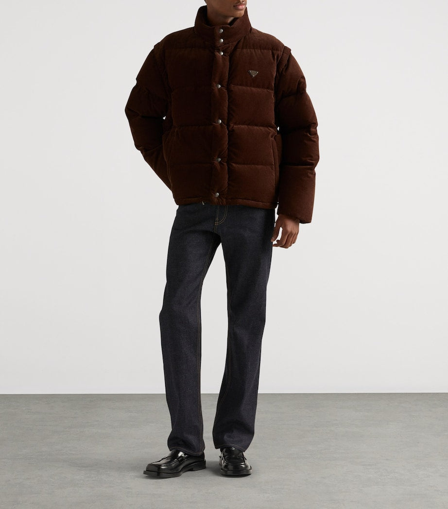 Brown Cotton Corduroy Puffer Jacket