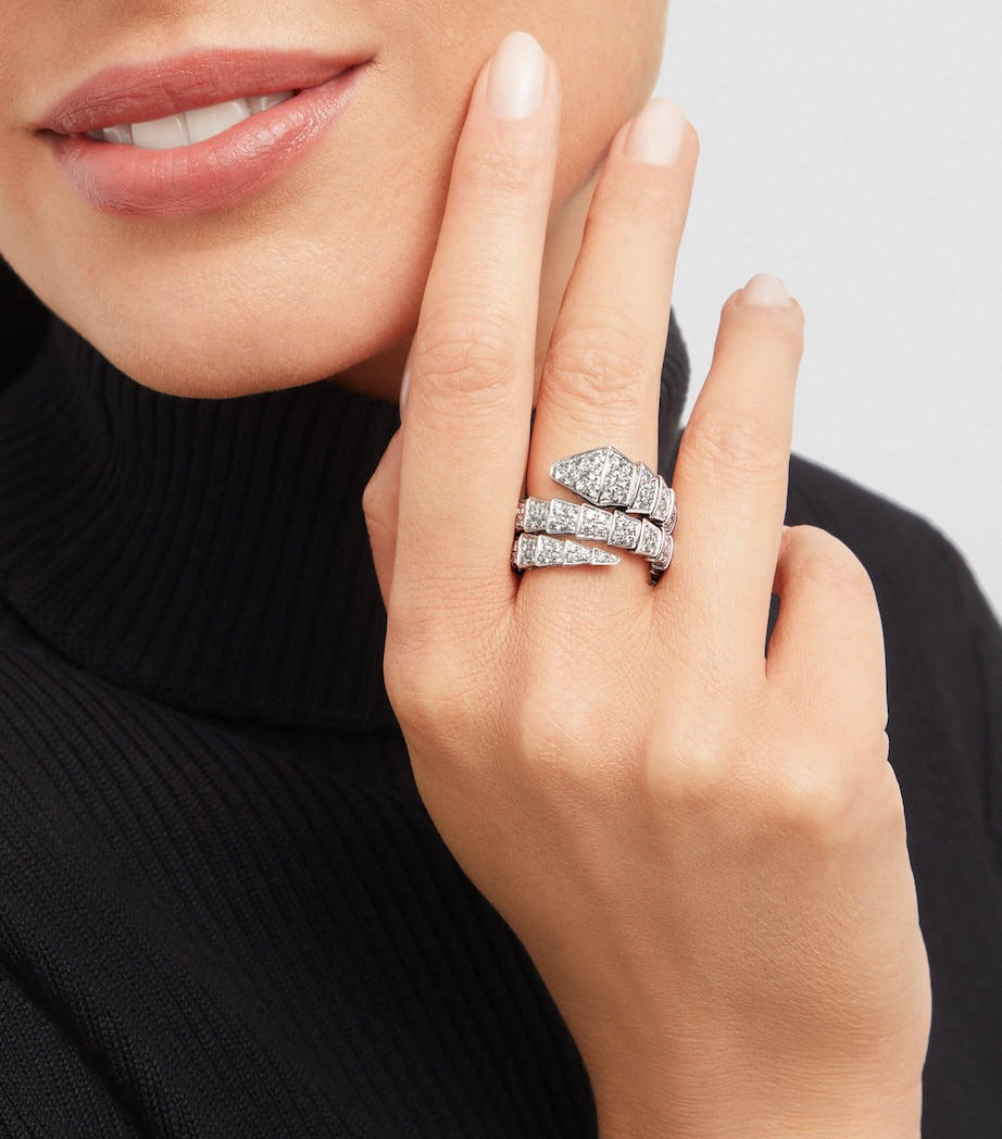 White Gold and Diamond Serpenti Viper Ring