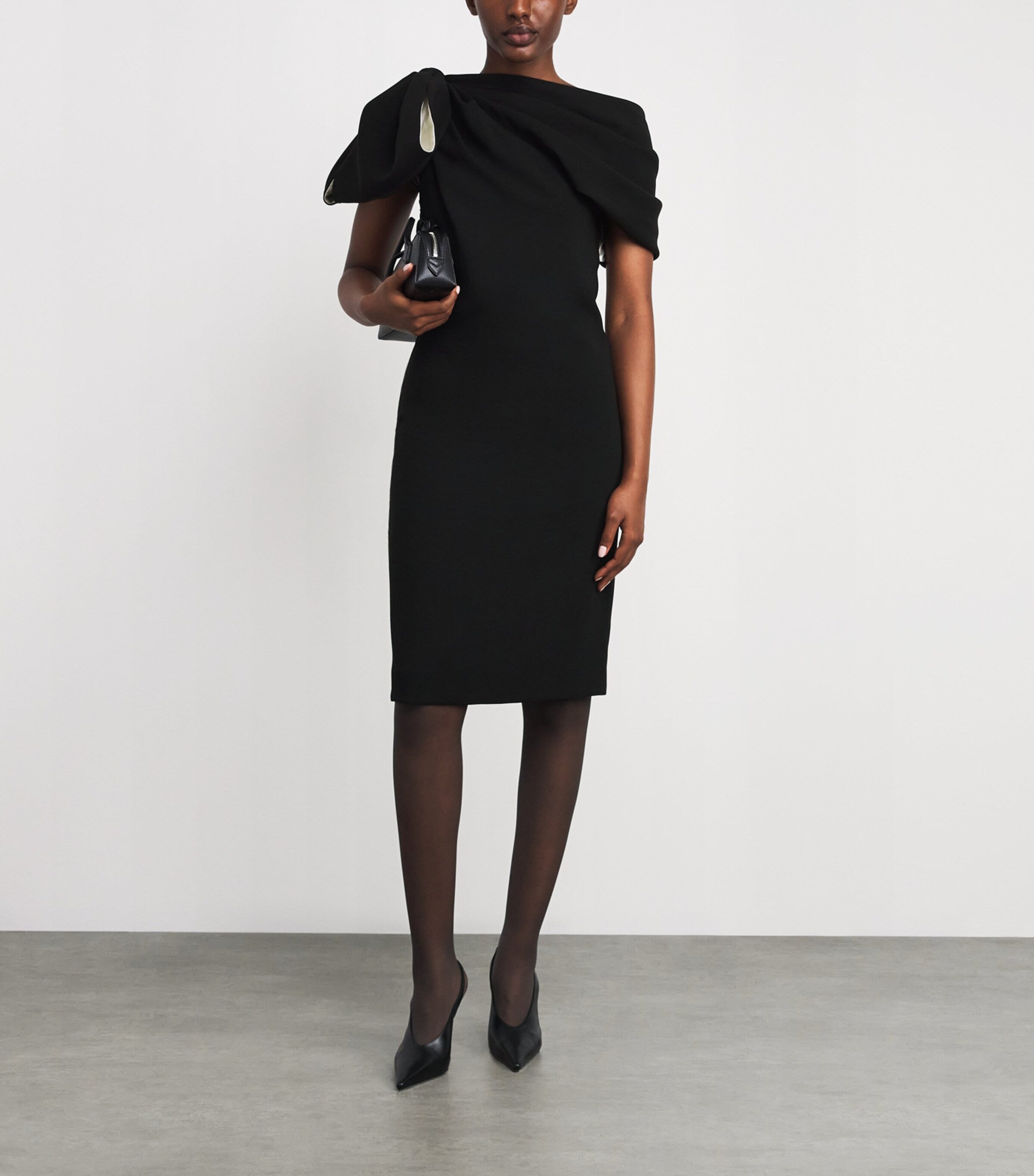 Max Mara Black Asymmetric Bow Mini Dress