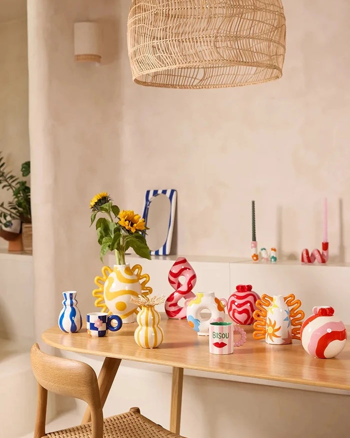 Qué Rico Dolomit dekoratif vazo 16 x 6,5 x 15,5 cm