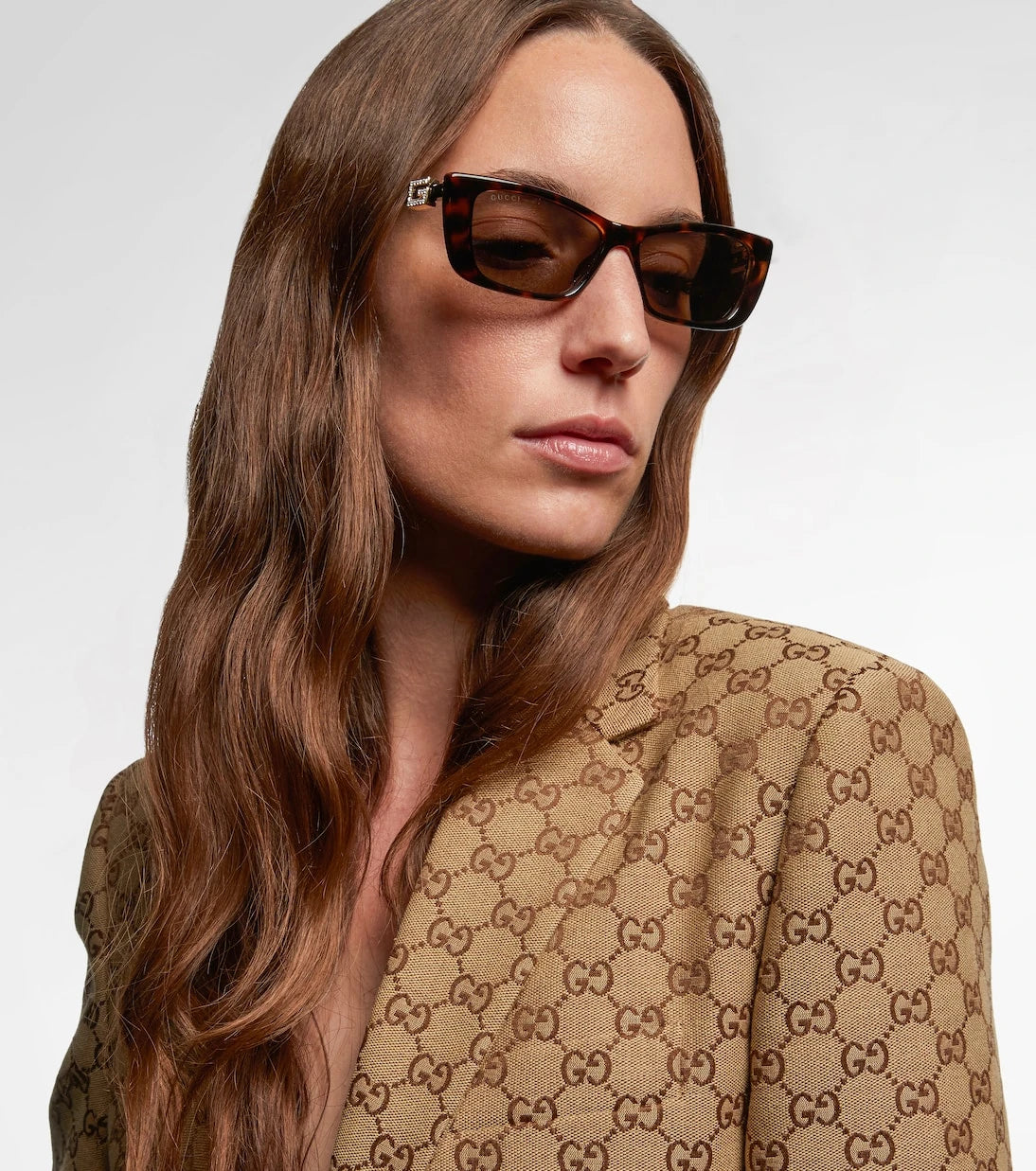 Gucci - Embellished rectangular sunglasses