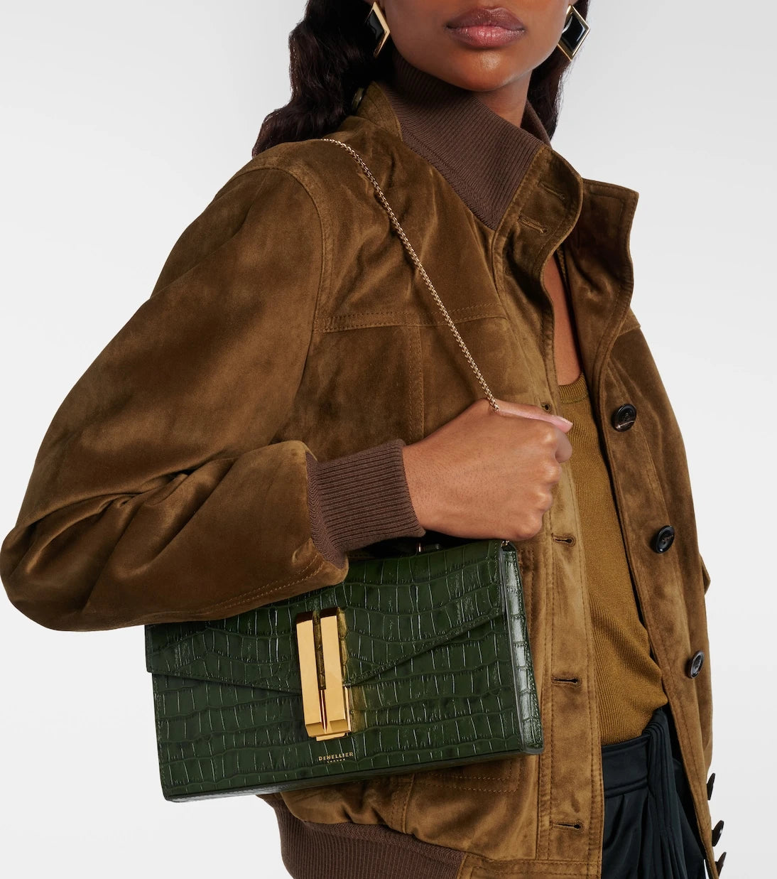 DeMellier - Vancouver croc-effect leather clutch