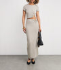 Good American Brown Stretch-Jersey Cut-Out Maxi Skirt