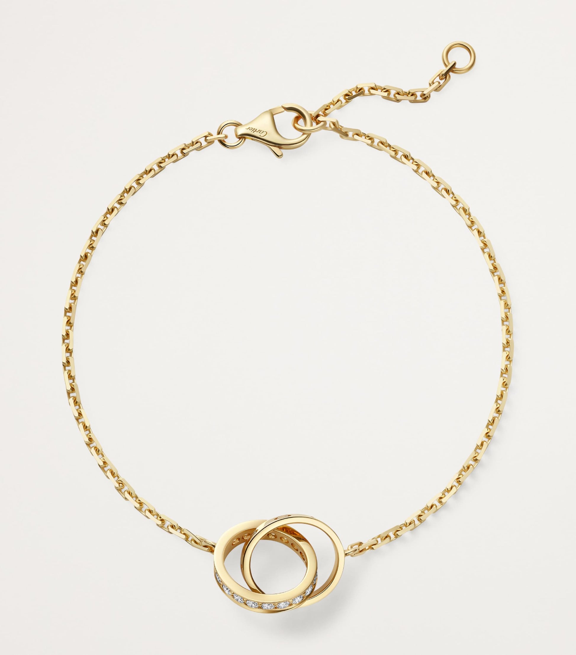 Yellow Gold and Diamond LOVE Chain Bracelet