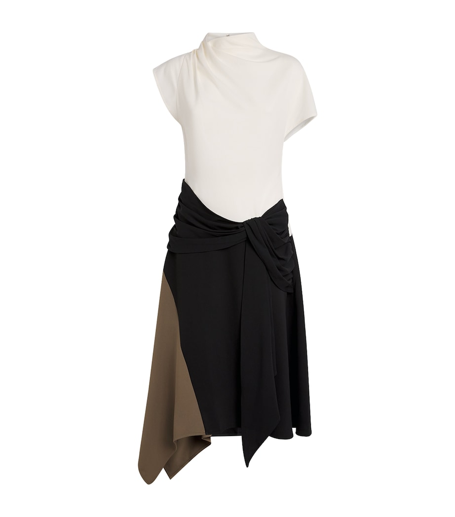 STAUD Multi Asymmetric Davina Midi Dress