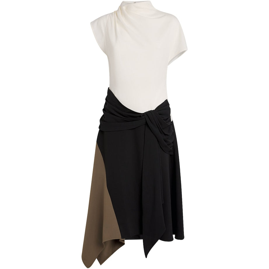 STAUD Multi Asymmetric Davina Midi Dress