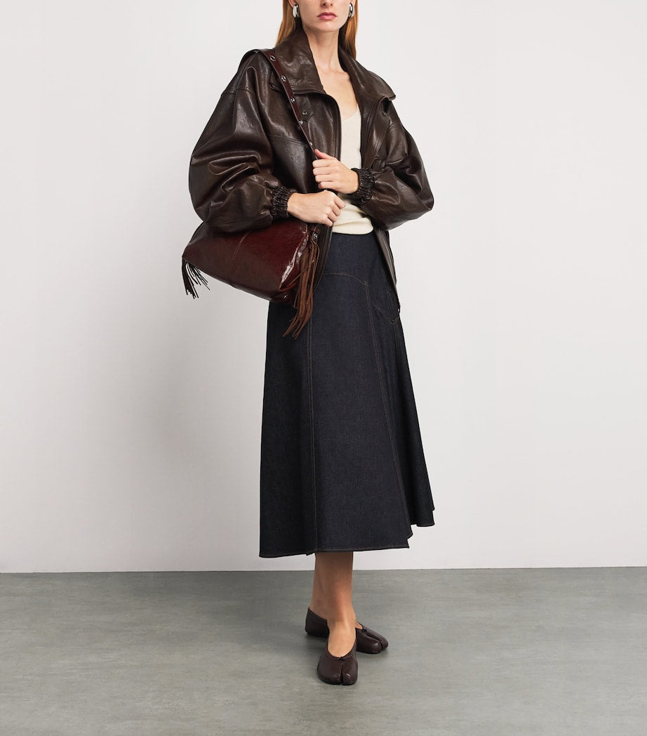 Cracked Leather Miss M Shoulder Bag