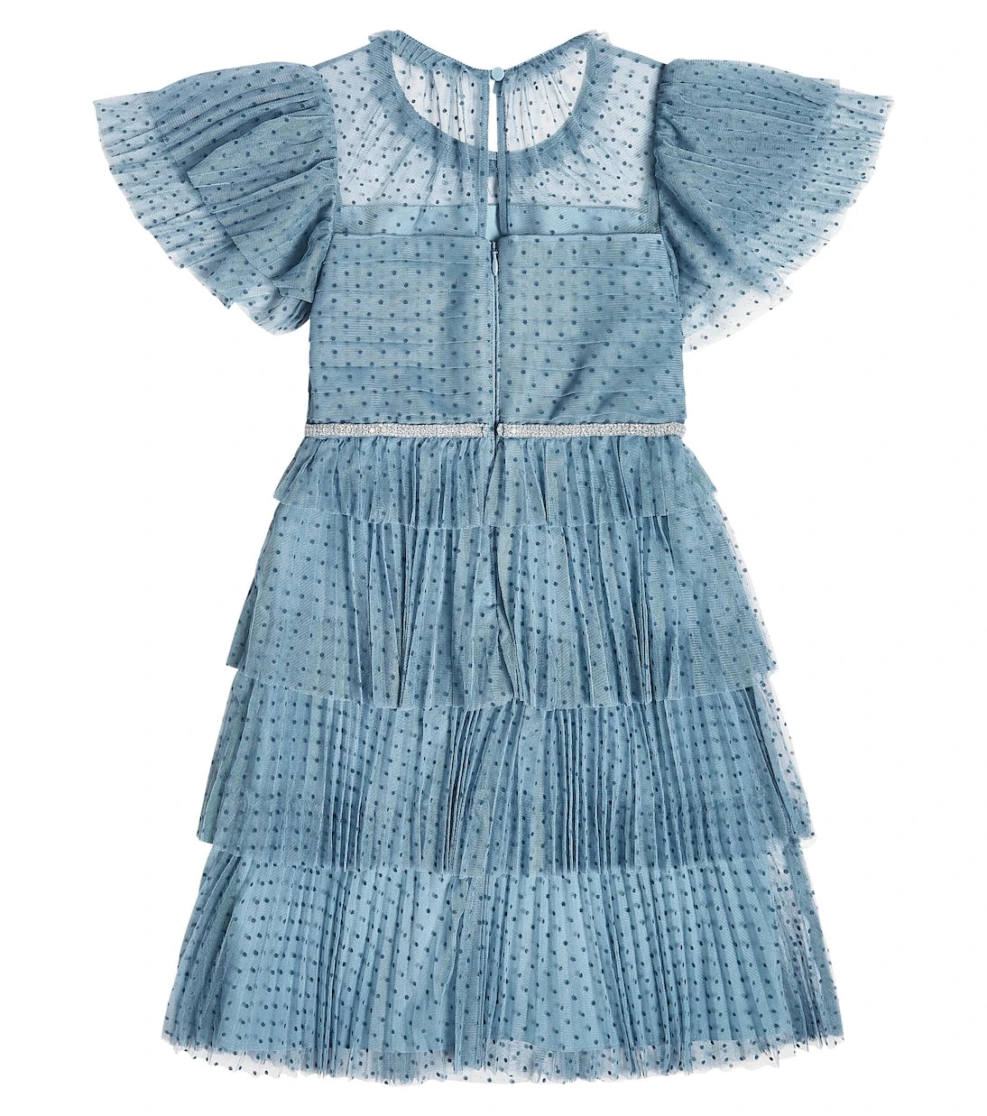 Self-Portrait Kids - Blue Dot mesh tiered dress