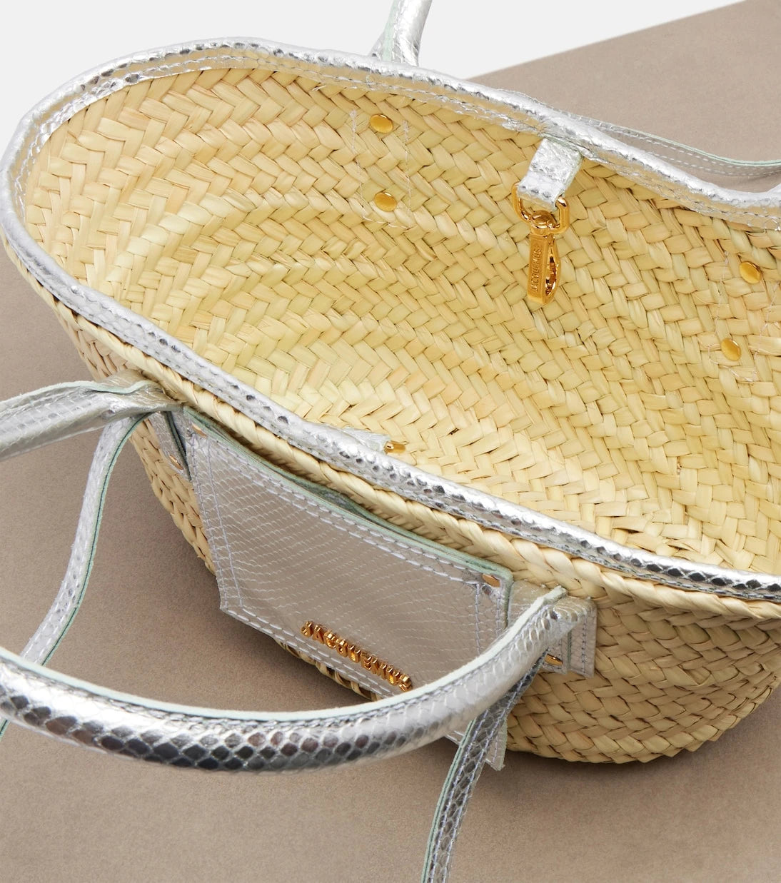 Jacquemus - Soli Small croc-effect raffia basket bag