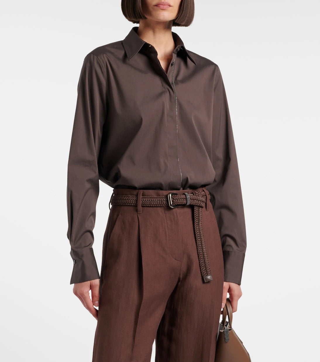 Brunello Cucinelli - Monili cotton-blend poplin blouse