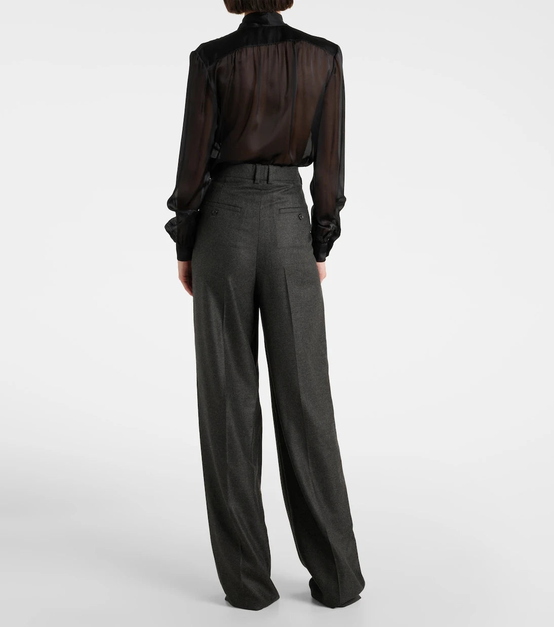 Saint Laurent - Pleated cashmere wide-leg pants