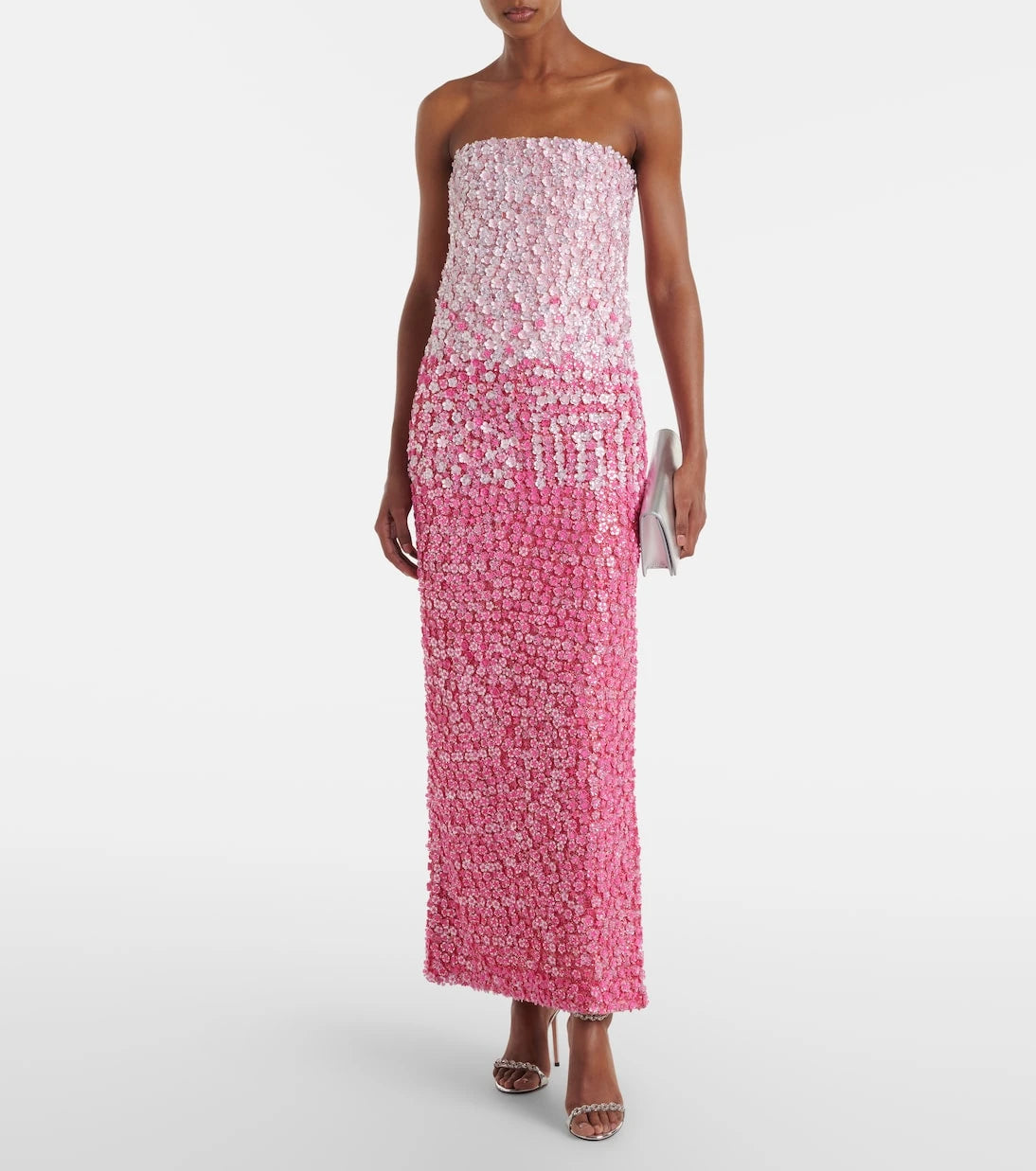 Là Fuori - Floral sequined silk gown