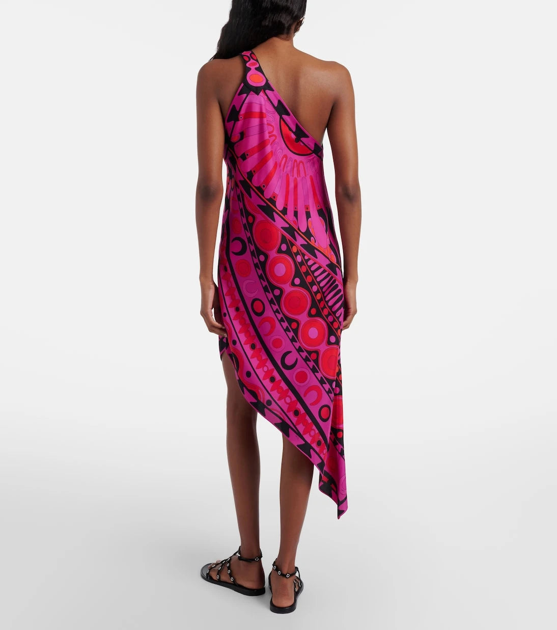 Pucci - Soleil asymmetric silk twill midi dress